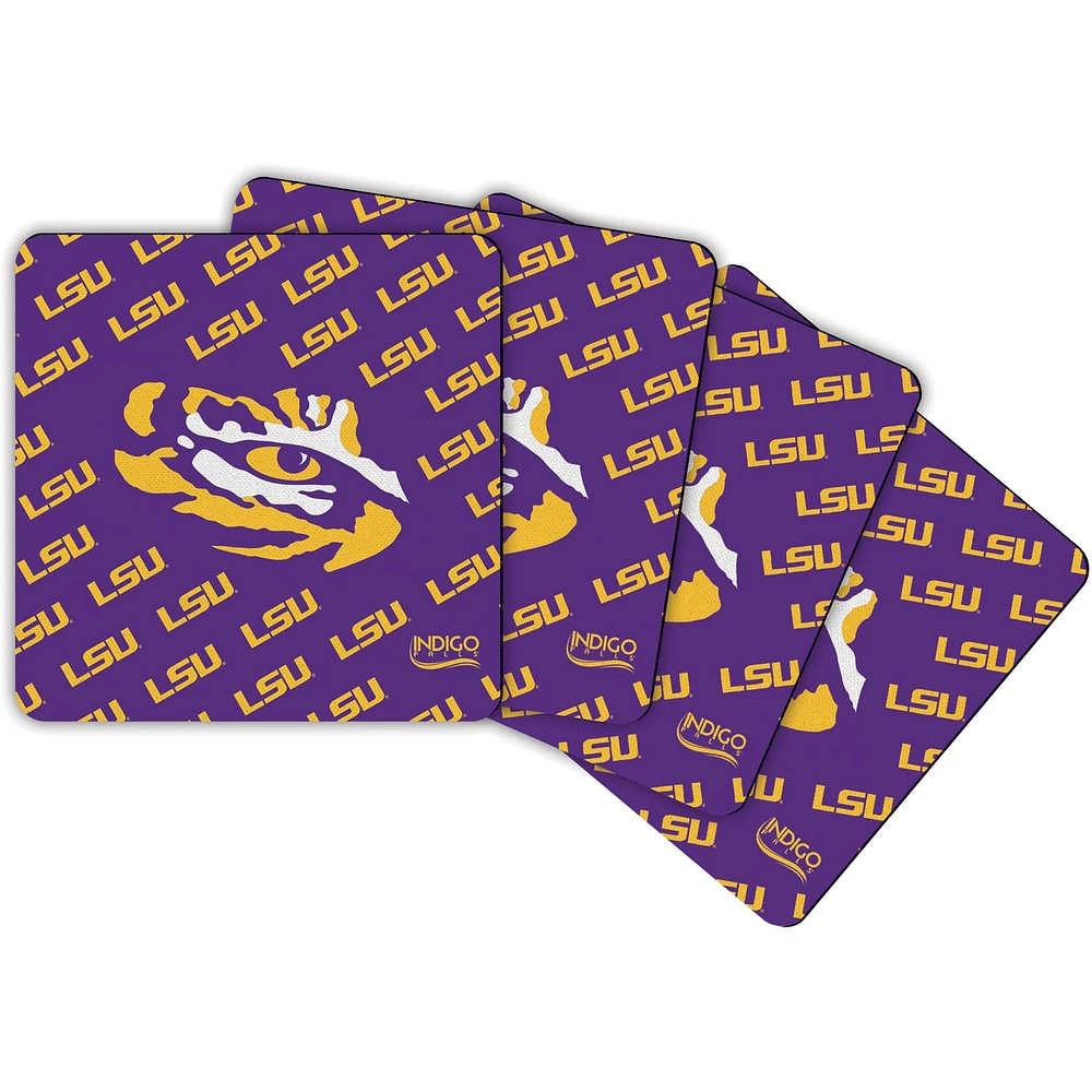 Ensemble de quatre sous-verres à répétition carrée LSU Tigers