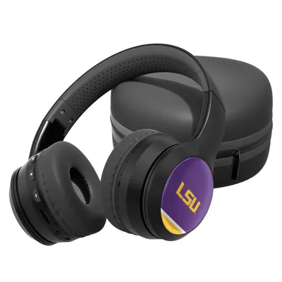 LSU Tigers Stripe Design Wireless Bluetooth Headphones With Case