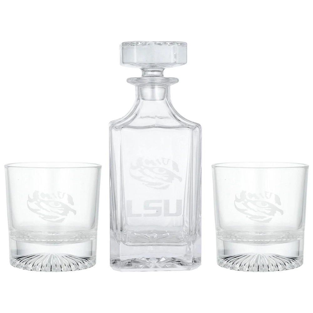 Ensemble de trois carafes et verres à whisky LSU Tigers