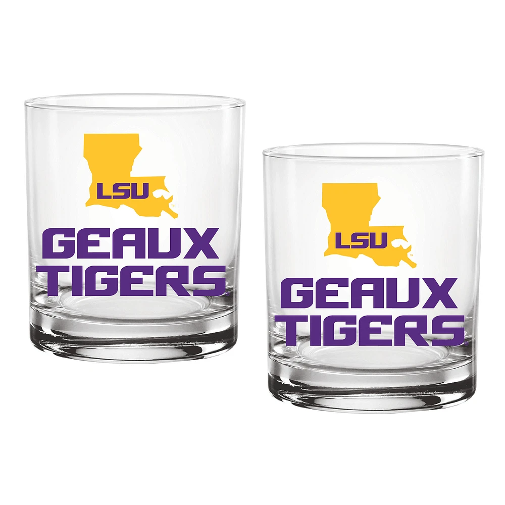 Pack de deux Tigres LSU 14oz. Ensemble de verres de ville natale