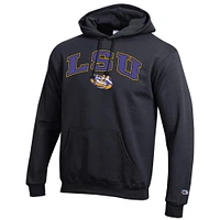Men's Champion  Black LSU Tigers Arch Over Logo Pullover Hoodie