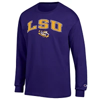 T-shirt à manches longues pour homme Champion Purple LSU Tigers Arch Over Logo