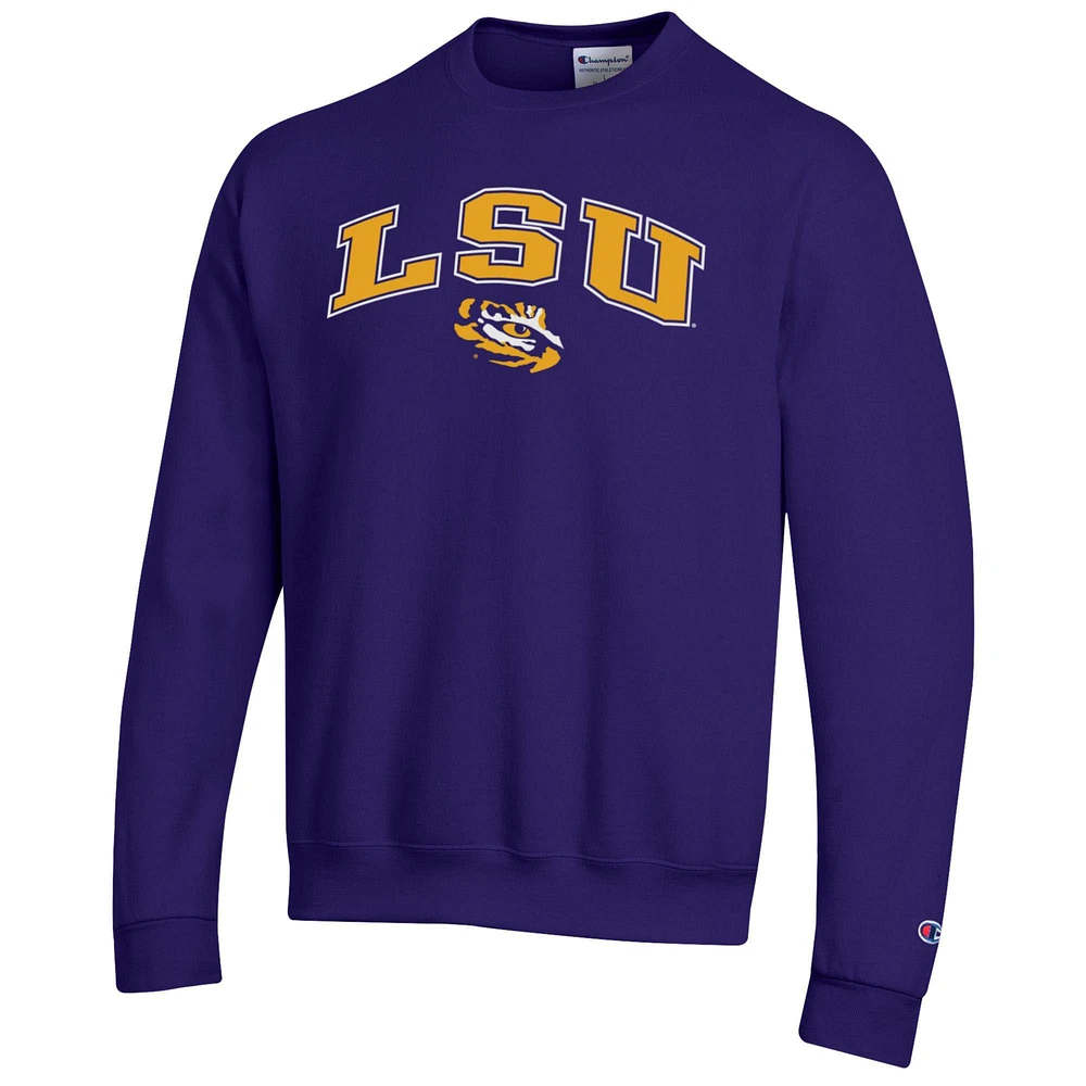 Men's Champion  Purple LSU Tigers Arch Over Logo Pullover Sweatshirt