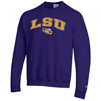 Men's Champion  Purple LSU Tigers Arch Over Logo Pullover Sweatshirt