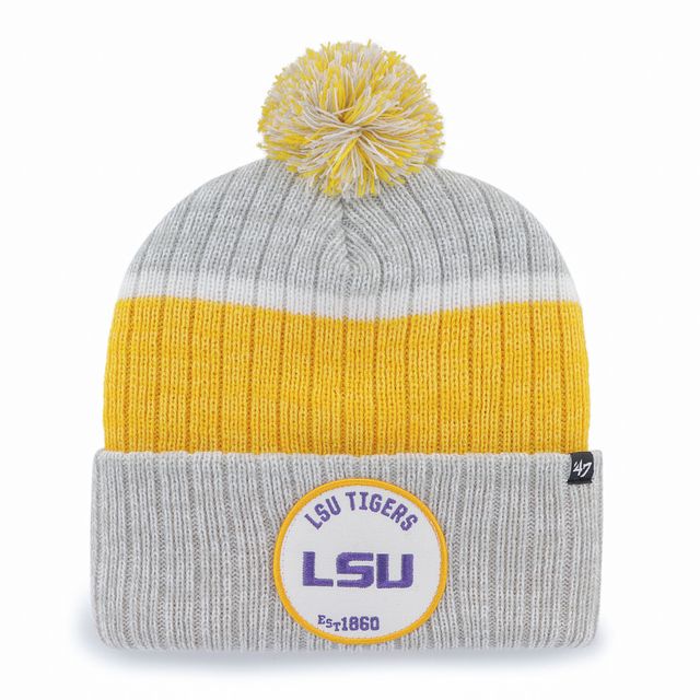 Bonnet en tricot à revers Holcomb '47 gris LSU Tigers pour hommes avec pompon