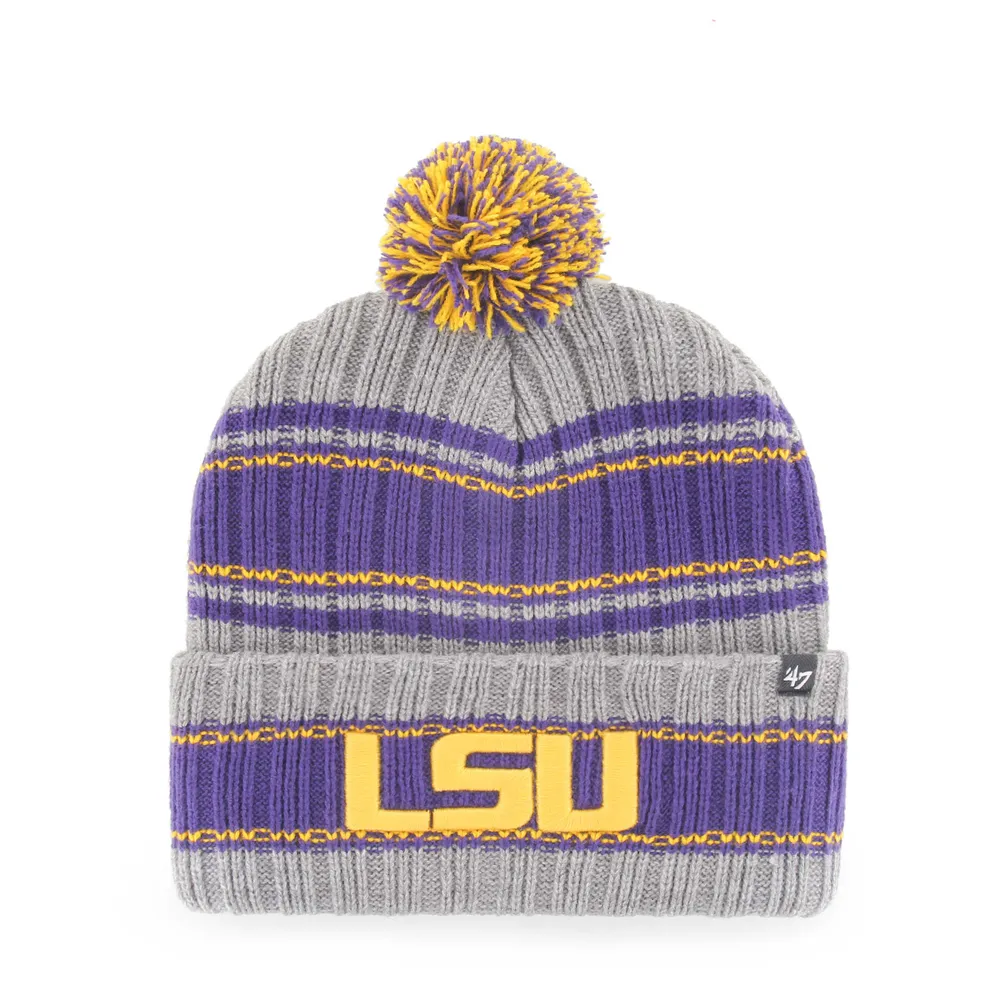 Minnesota Football Beanie Men's Cuffed Knit Hat with Pom Purple/Yellow 