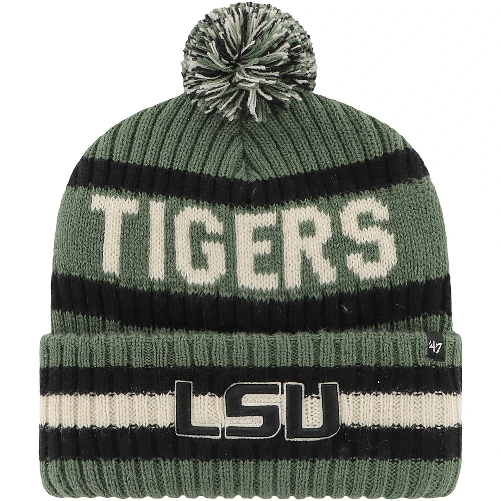 Bonnet en tricot à revers Bering pour hommes '47 vert LSU Tigers OHT Military Appréciation avec pompon