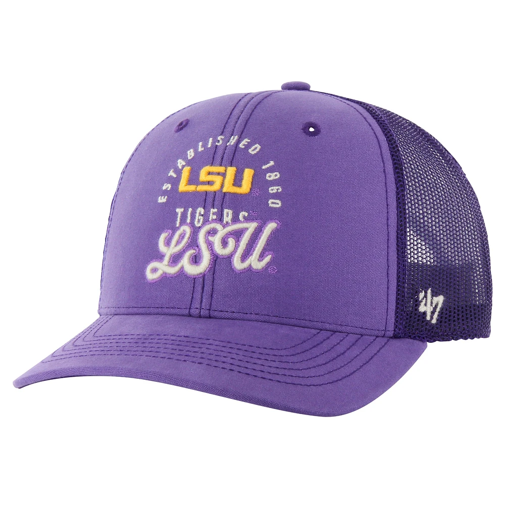 Men's '47 Purple LSU Tigers Pitstop Trucker Adjustable Hat