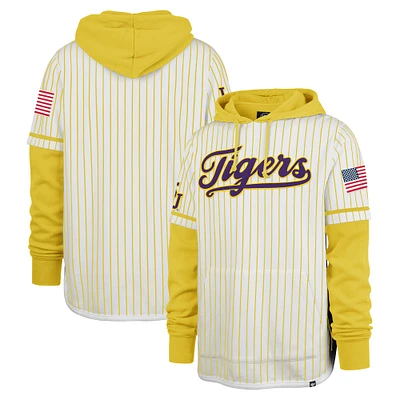 Men's '47 White LSU Tigers Double Header Shortstop Pullover Hoodie