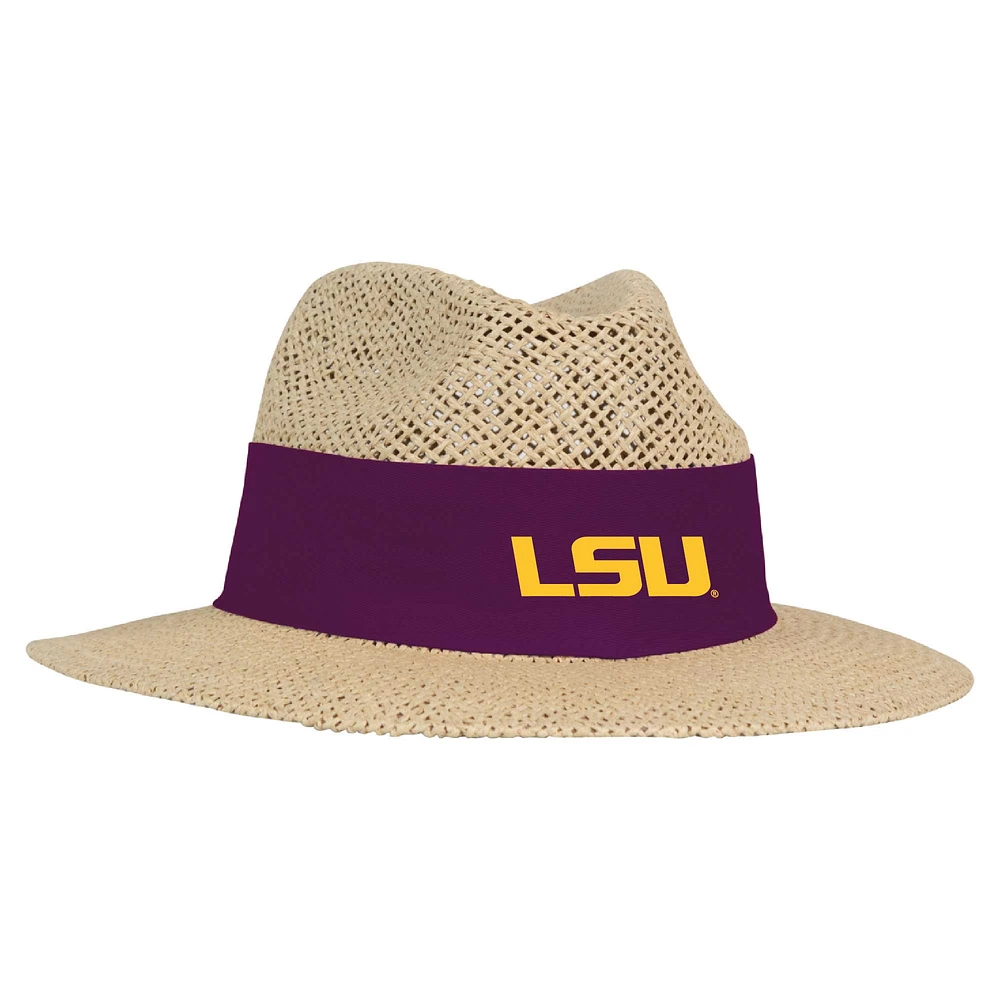 Chapeau en paille Ahead Tan LSU Tigers Wellington Gambler pour hommes