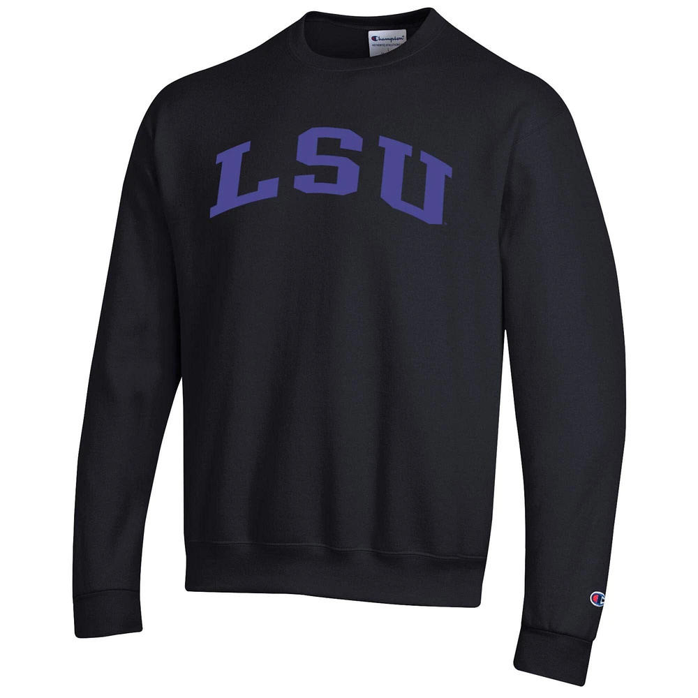 Men's Champion  Black LSU Tigers Basic Arch Fleece Pullover Sweatshirt