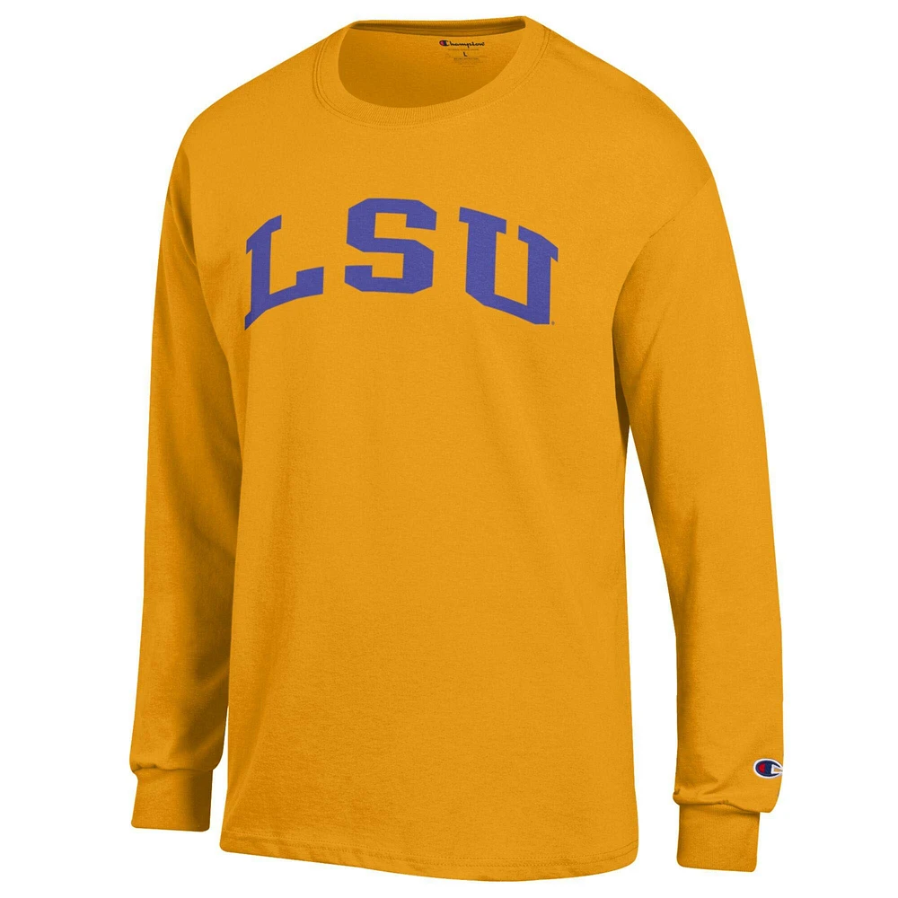 Men's Champion  Gold LSU Tigers Basic Arch Long Sleeve T-Shirt