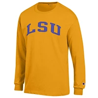 Men's Champion  Gold LSU Tigers Basic Arch Long Sleeve T-Shirt