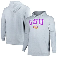 Men's Champion Gray LSU Tigers Big & Tall Arch Over Logo Powerblend Pullover Hoodie