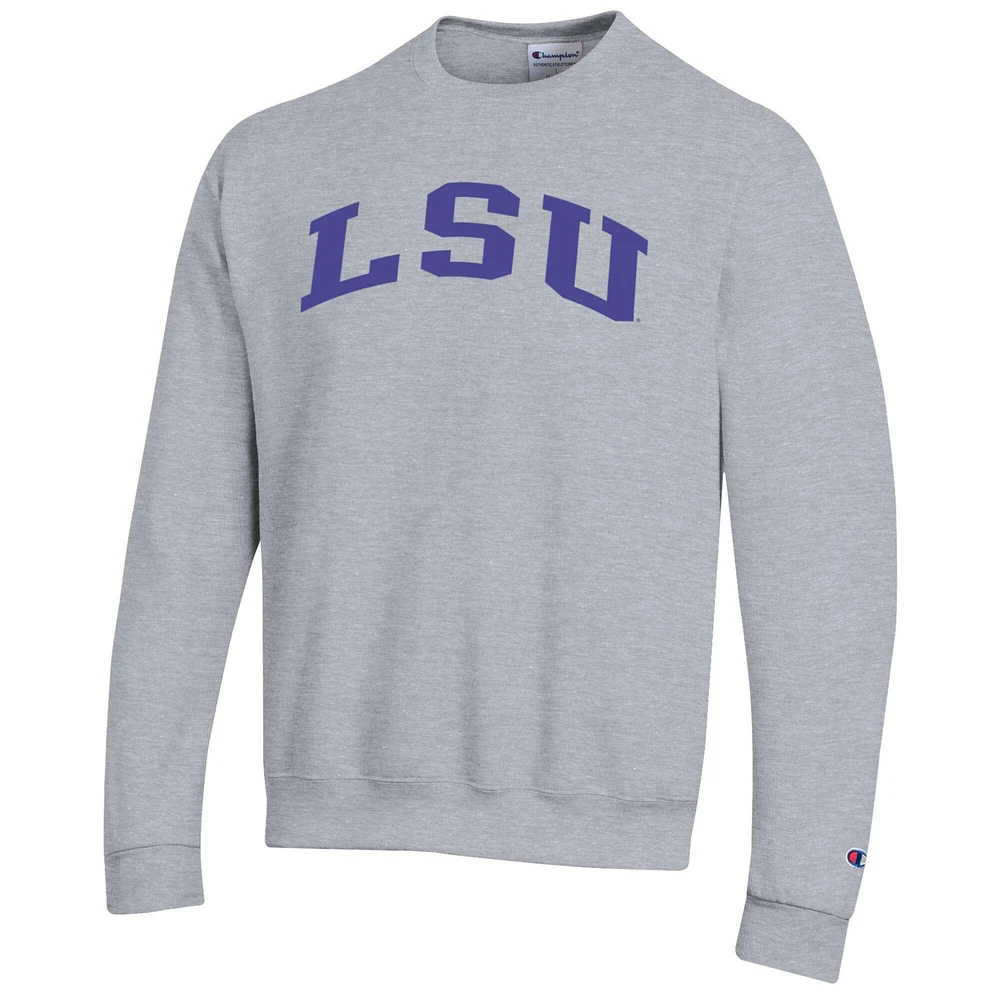 Sweat-shirt en polaire Basic Arch Champion Heather Gray pour homme des Tigers de LSU