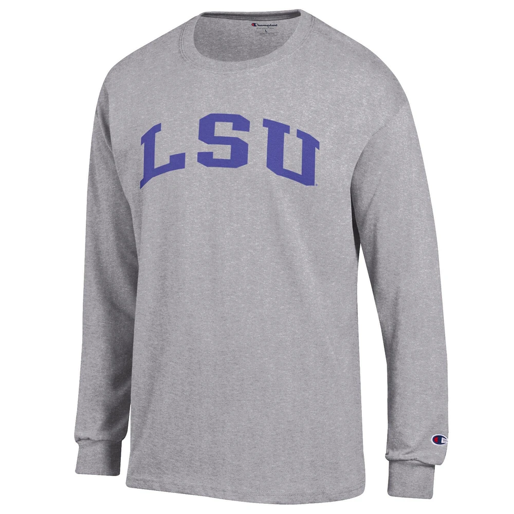 Men's Champion  Heather Gray LSU Tigers Basic Arch Long Sleeve T-Shirt