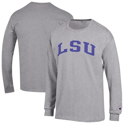 Men's Champion  Heather Gray LSU Tigers Basic Arch Long Sleeve T-Shirt