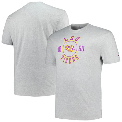 Men's Champion Heather Gray LSU Tigers Big & Tall Circle Logo T-Shirt