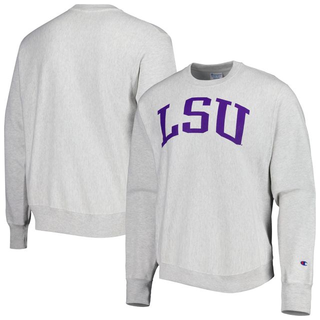 Sweat-shirt à armure inversée Champion LSU Tigers Arch gris chiné pour homme