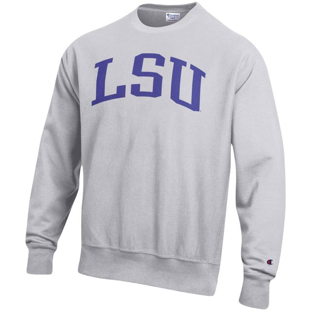 Sweat-shirt à col rond en polaire Champion Heathered Grey LSU Tigers Big & Tall pour hommes