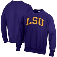 Men's Champion Purple LSU Tigers Arch Reverse Weave Pullover Sweatshirt