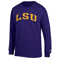 T-shirt à manches longues Basic Arch violet Champion pour homme des LSU Tigers
