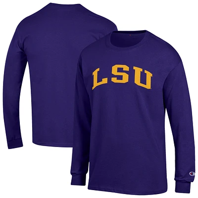 T-shirt à manches longues Basic Arch violet Champion pour homme des LSU Tigers