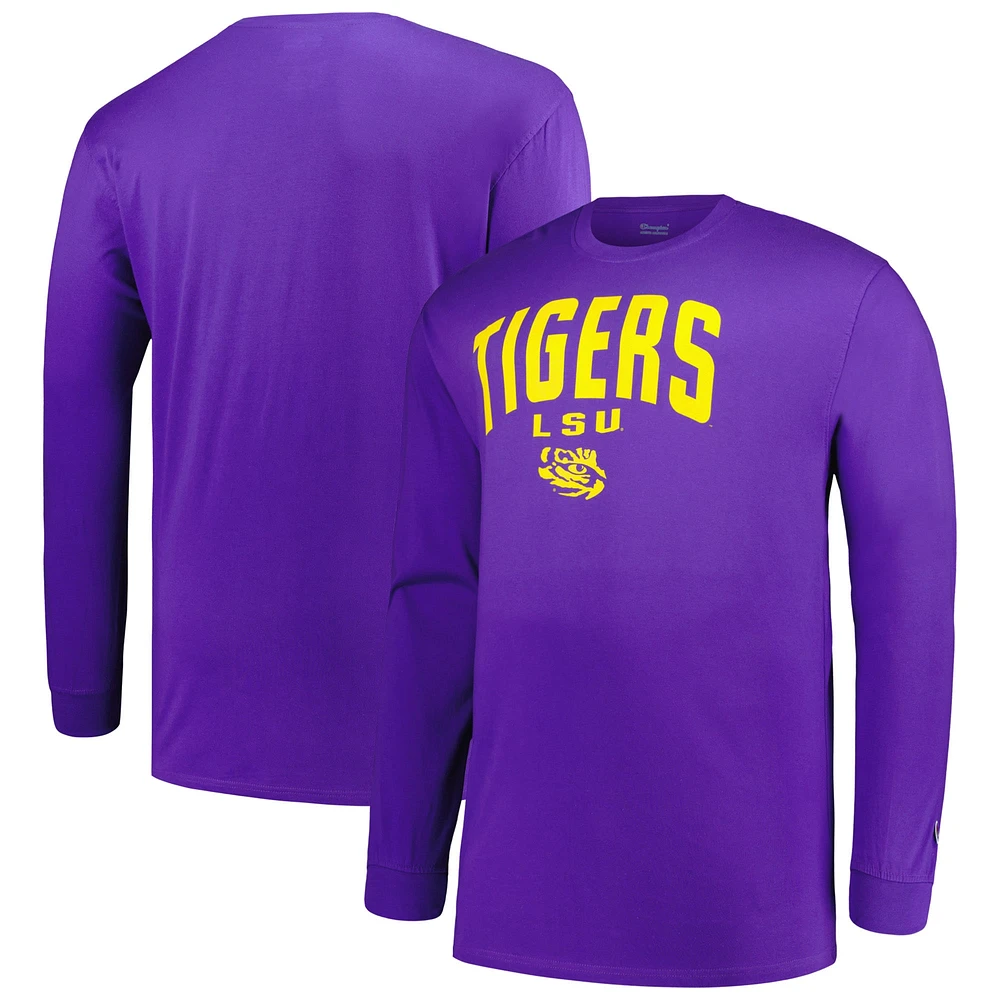 Champion Purple LSU Tigers Big & Tall Arch T-shirt à manches longues pour hommes