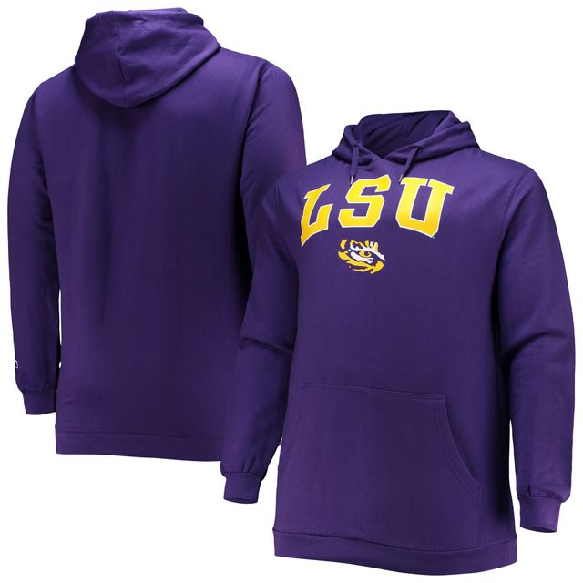 Champion Purple LSU Tigers Big & Tall Arch Over Logo Powerblend Pull à capuche pour hommes