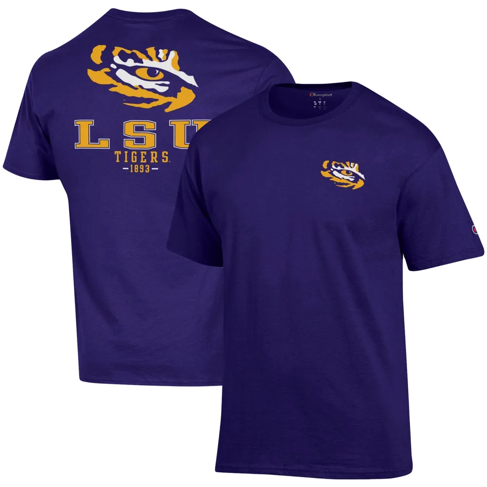 Men's Champion Purple LSU Tigers Baseball Stack T-Shirt