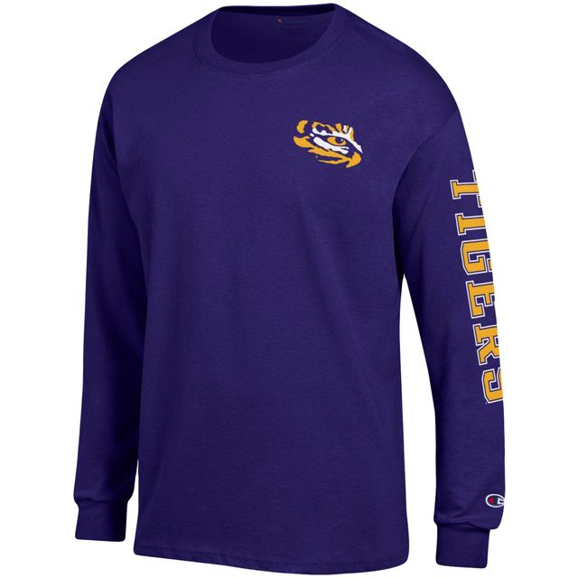 T-shirt violet à manches longues Champion LSU Tigers Team Stack pour hommes