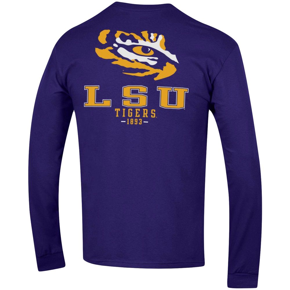 Men's Champion Purple LSU Tigers Team Stack Long Sleeve T-Shirt