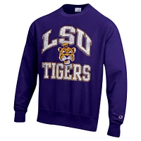 Men's Champion Purple LSU Tigers Vault Late Night Reverse Weave Pullover Sweatshirt