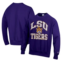 Men's Champion Purple LSU Tigers Vault Late Night Reverse Weave Pullover Sweatshirt