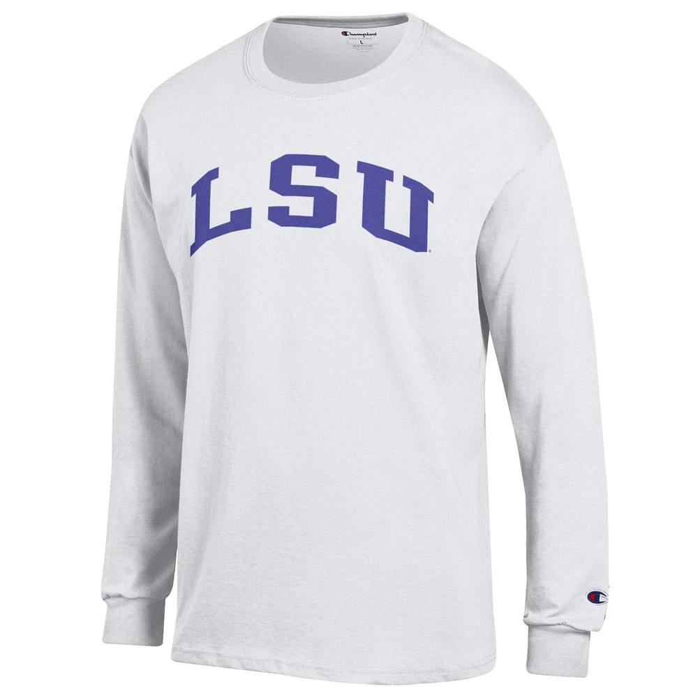 T-shirt à manches longues blanc Champion LSU Tigers Basic Arch pour homme