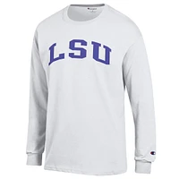 T-shirt à manches longues blanc Champion LSU Tigers Basic Arch pour homme