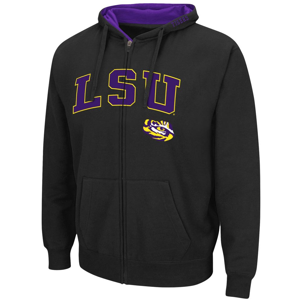 Men's Colosseum LSU Tigers Arch & Logo 3.0 Full-Zip Hoodie