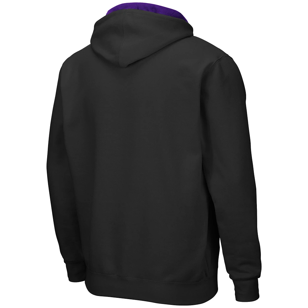 Men's Colosseum Black LSU Tigers Arch & Logo 3.0 Full-Zip Hoodie