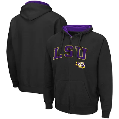 Men's Colosseum Black LSU Tigers Arch & Logo 3.0 Full-Zip Hoodie