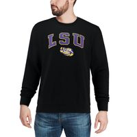 Men's Colosseum Black LSU Tigers Arch & Logo Crew Neck Sweatshirt