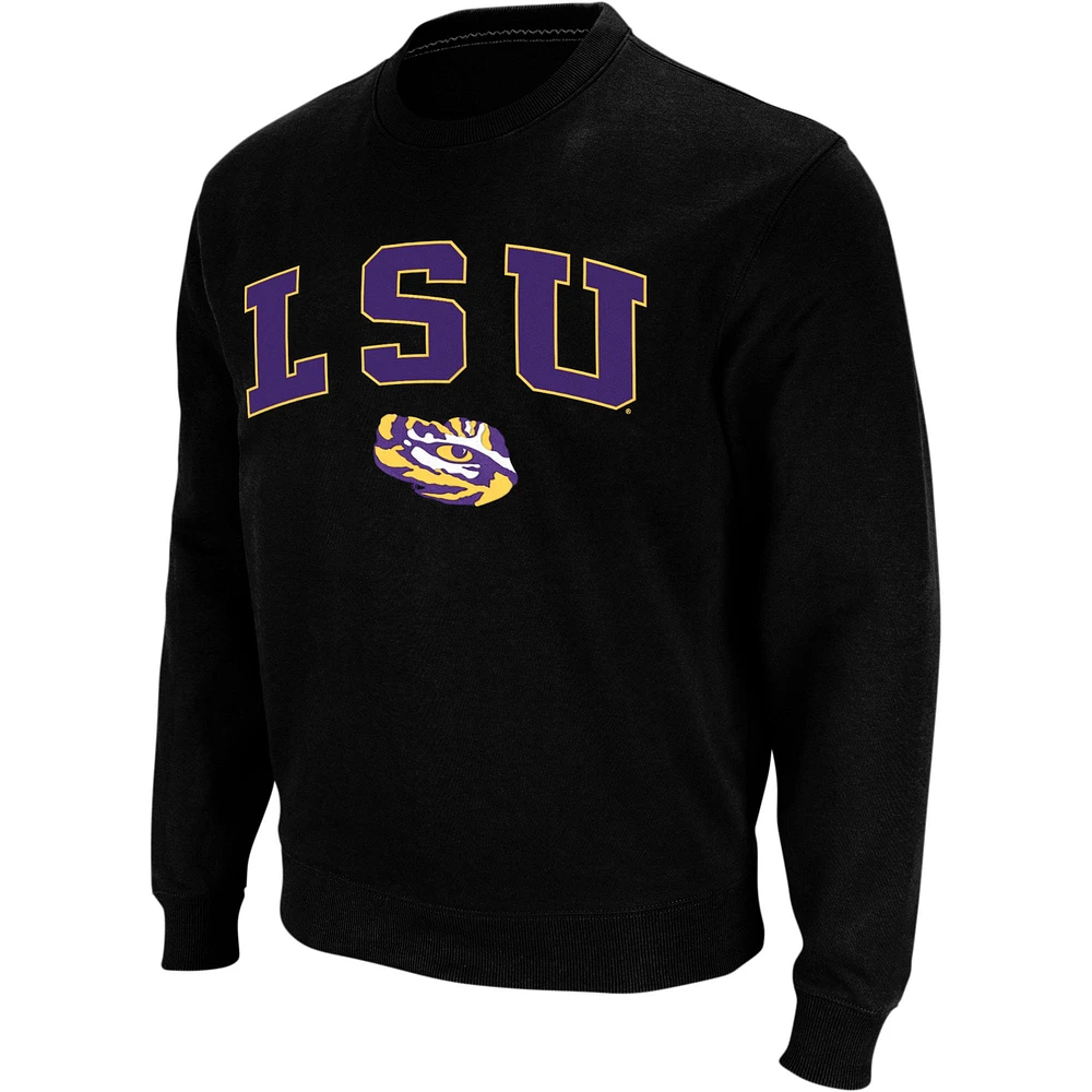 Colosseum Black LSU Tigers Arch & Logo Crew Neck Sweat-shirt pour homme