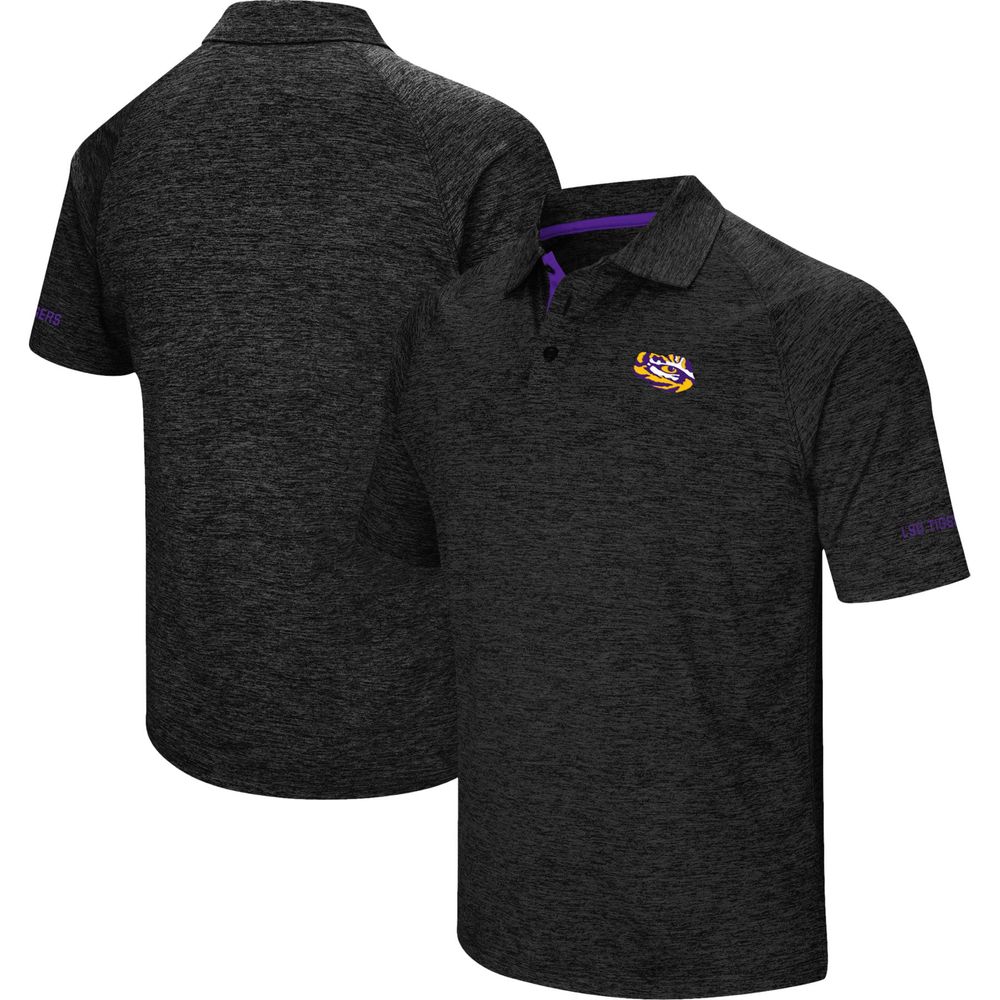 Men's Colosseum Black LSU Tigers Down Swing Polo