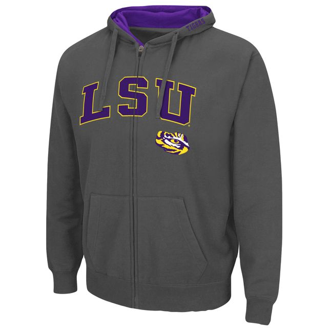 Sweat à capuche entièrement zippé Colosseum LSU Tigers Arch & Logo 3.0 pour homme