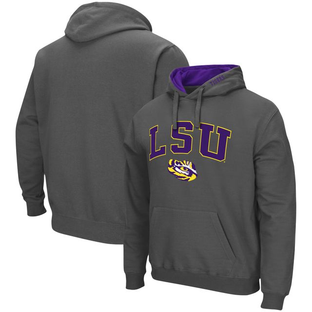 Sweat à capuche Colosseum Charcoal LSU Tigers Arch & Logo 3.0 pour hommes