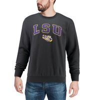 Men's Colosseum Charcoal LSU Tigers Arch & Logo Crew Neck Sweatshirt