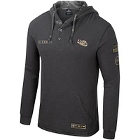 Sweat à capuche Colosseum Charcoal LSU Tigers OHT Military Appréciation Henley pour hommes