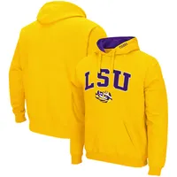 Men's Colosseum Gold LSU Tigers Arch & Logo 3.0 Pullover Hoodie