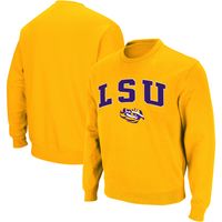 Men's Colosseum Gold LSU Tigers Arch & Logo Crew Neck Sweatshirt