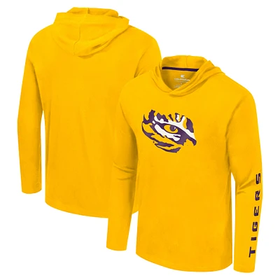 Men's Colosseum Gold LSU Tigers Logo Lockup Active Blend Long Sleeve  T-Shirt Hoodie