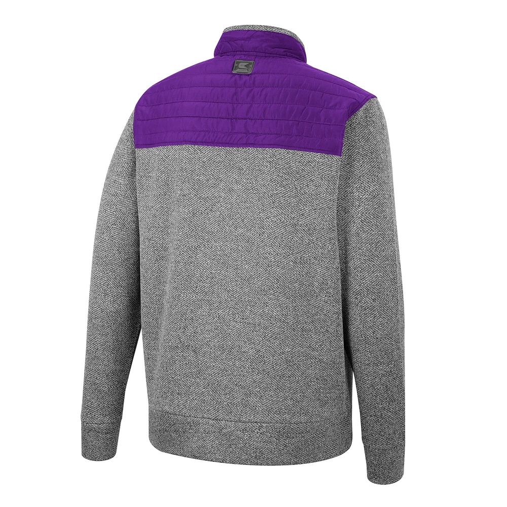 Men's Colosseum Gray/Purple LSU Tigers Putter Herringbone Full-Zip Jacket